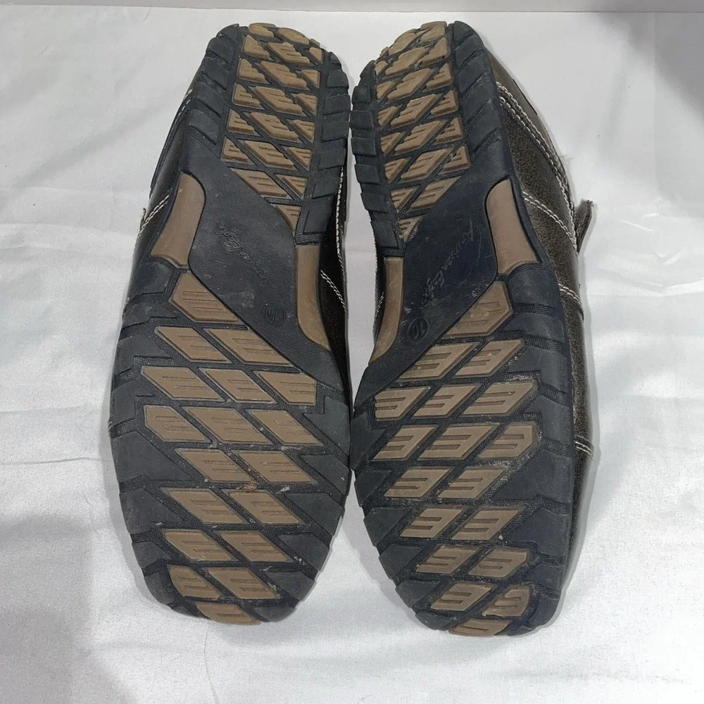 American Eagle Mens Brown Faux Leather Loafers Hook Loop Strap Shoes Size 10